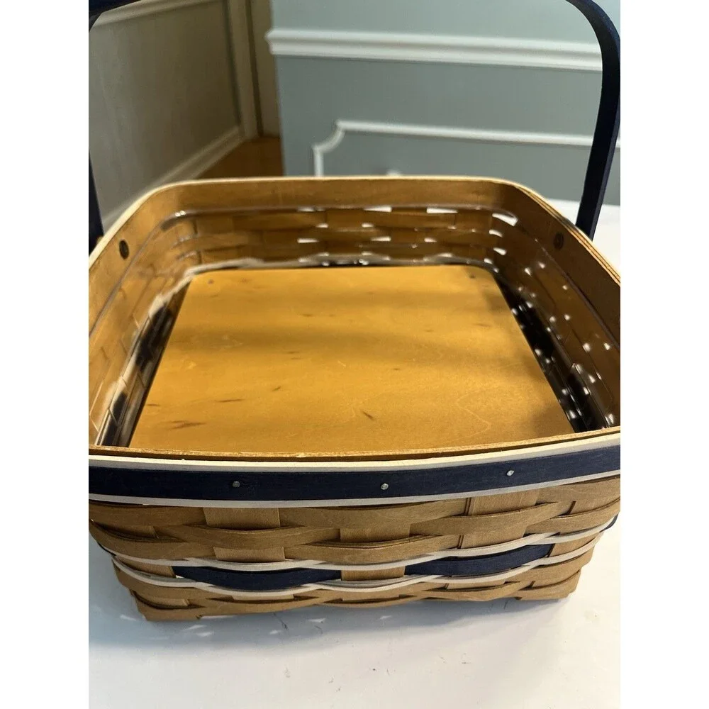 Longaberger Penn State Cake Basket Protector Riser Lid Blue Double Swing Handles